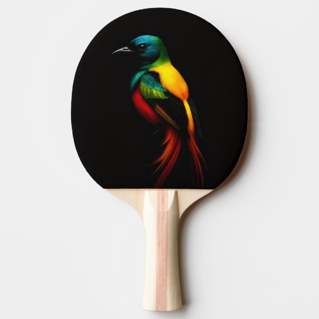 Black 4 Luxe ping pong paddle, Rainbow Bird Ping Pong Paddle (Back)
