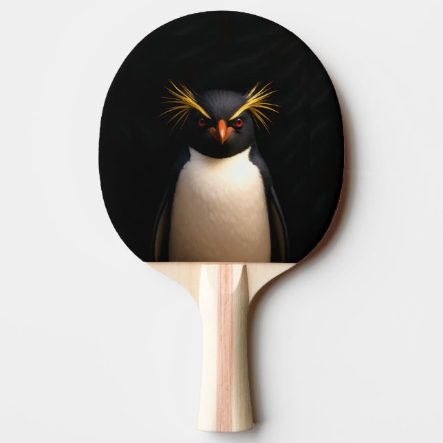 Black 4 Luxe ping pong paddle, Rockhopper Penguin Ping Pong Paddle (Back)