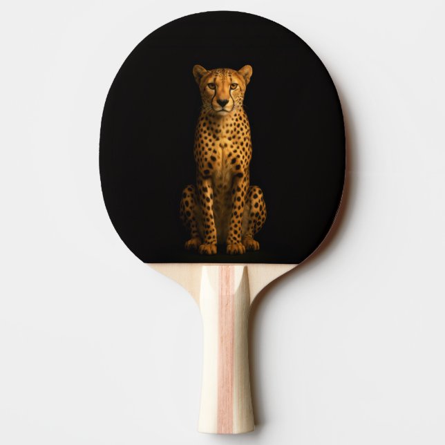 Black 4 Luxe ping pong paddle, Sleek Cheetah Ping Pong Paddle (Back)