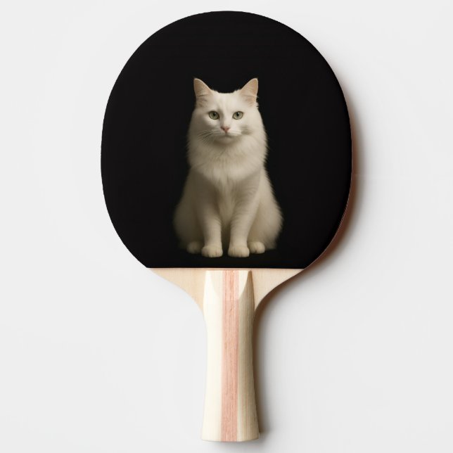 Black 4 Luxe ping pong paddle, Turkish Angora Cat Ping Pong Paddle (Back)