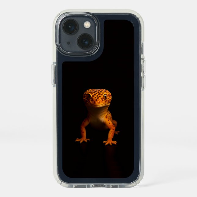 Black 4 Luxe Presidio iPhone 13, Leopard Gecko Speck iPhone 13 Case (Front)