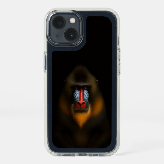 Black 4 Luxe Presidio iPhone 13, Mandrill Monkey Speck iPhone 13 Case (Front)