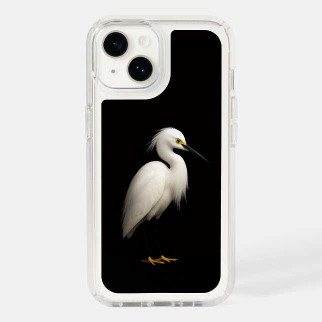 Black 4 Luxe Presidio iPhone 14, Snowy Egret Speck iPhone Case (Front)