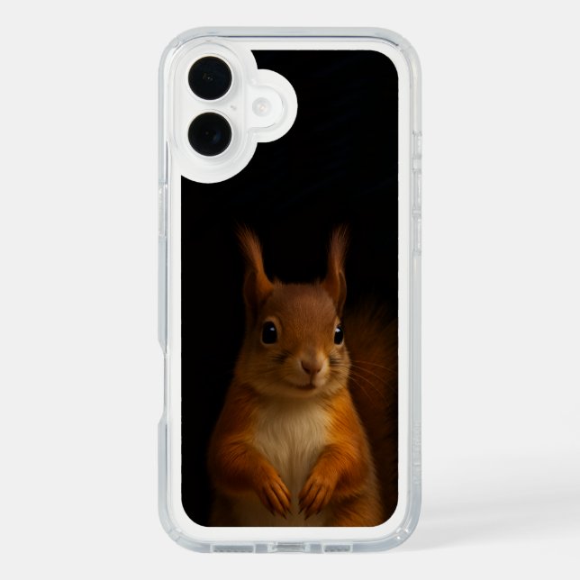 Black 4 Luxe Presidio iPhone 16 Plus, Red Squirrel Speck iPhone Case (Front)