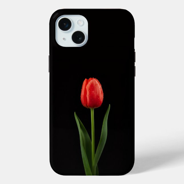 Black 4 Luxe, Ruby Red Tulip iPhone 15 Plus Case-Mate iPhone Case (Back)