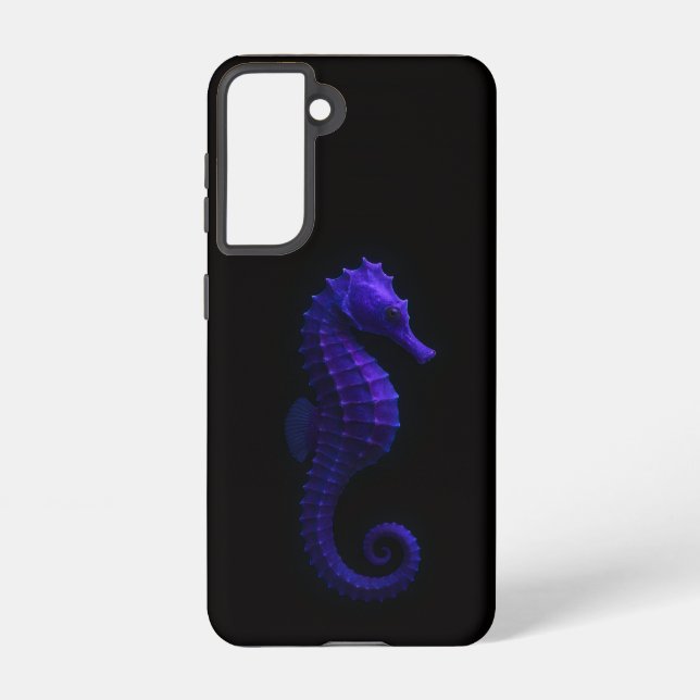 Black 4 Luxe Samsung Galaxy S21, Violet Seahorse Case (Back)