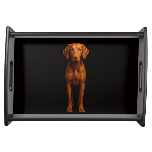 Black 4 Luxe serving tray, Agile Vizsla Dog Serving Tray (Front)