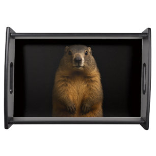 Black 4 Luxe serving tray, Fluffy Marmot Tray
