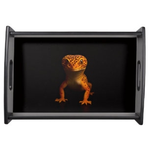 Black 4 Luxe serving tray, Gecko Leopard Lizard Tray