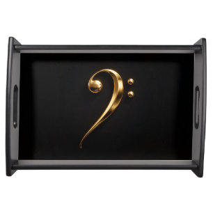 Black 4 Luxe serving tray, Golden Bass Clef Tray