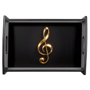 Black 4 Luxe serving tray, Golden Treble Clef Tray