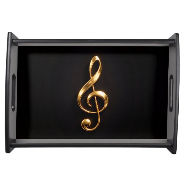 Black 4 Luxe serving tray, Golden Treble Clef Tray (Front)