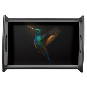 Black 4 Luxe serving tray, Hummingbird in flight Tray
