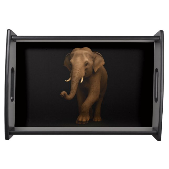 Black 4 Luxe serving tray, Indian Elephant Tray (Front)