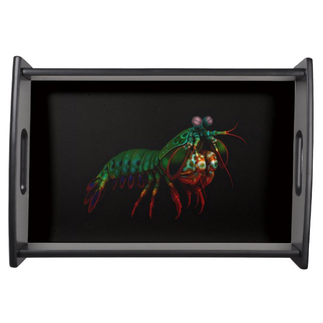 Black 4 Luxe serving tray, Mantis Shrimp Tray (Front)
