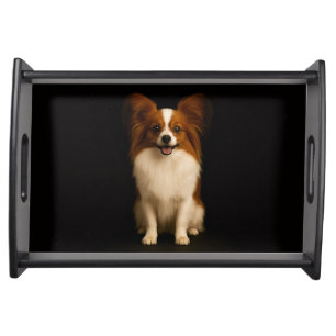 Black 4 Luxe serving tray, Refined Toy Papillon Serving Tray