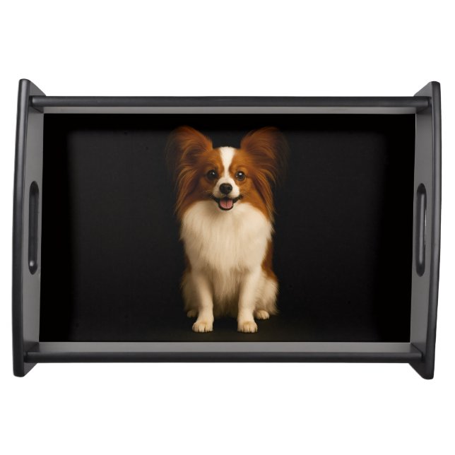 Black 4 Luxe serving tray, Refined Toy Papillon Serving Tray (Front)