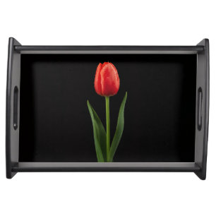 Black 4 Luxe serving tray, Ruby Red Tulip Serving Tray