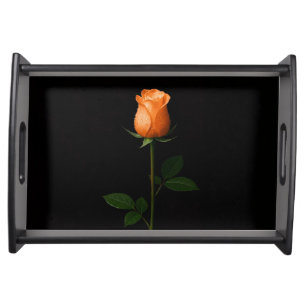 Black 4 Luxe serving tray, Sunset Orange Rose Tray