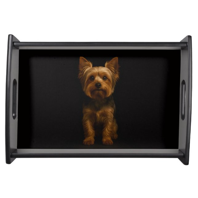 Black 4 Luxe serving tray, Yorkshire Terrier Serving Tray (Front)