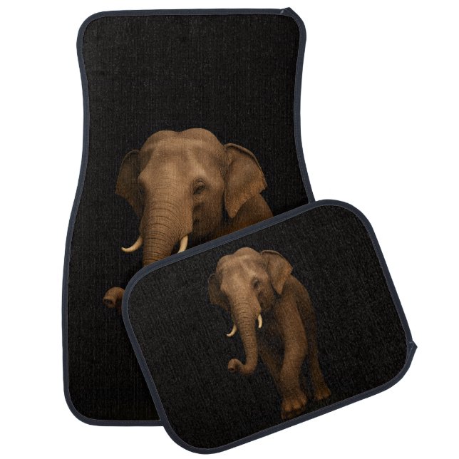 Black 4 Luxe Set of car mats, Indian Elephant Car Floor Mat (Set)