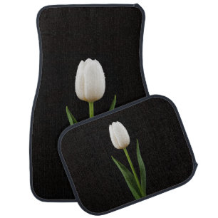 Black 4 Luxe Set of car mats, Pearl White Tulip Floor Mat