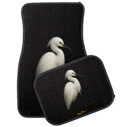 Black 4 Luxe Set of car mats, Snowy Egret Car Floor Mat