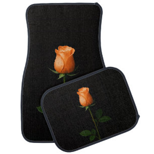 Black 4 Luxe Set of car mats, Sunset Orange Rose Car Floor Mat