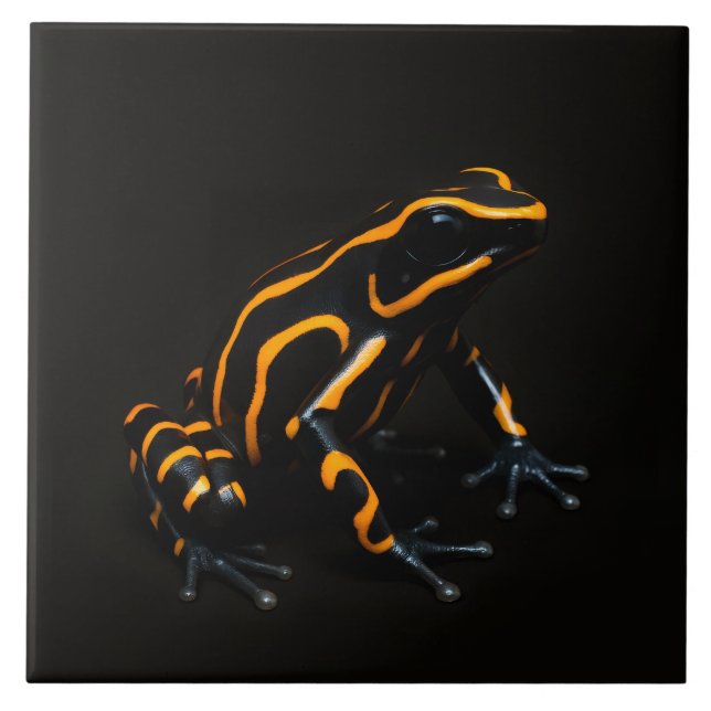 Black 4 Luxe Tile with Black Orange Tropical Frog (Front)