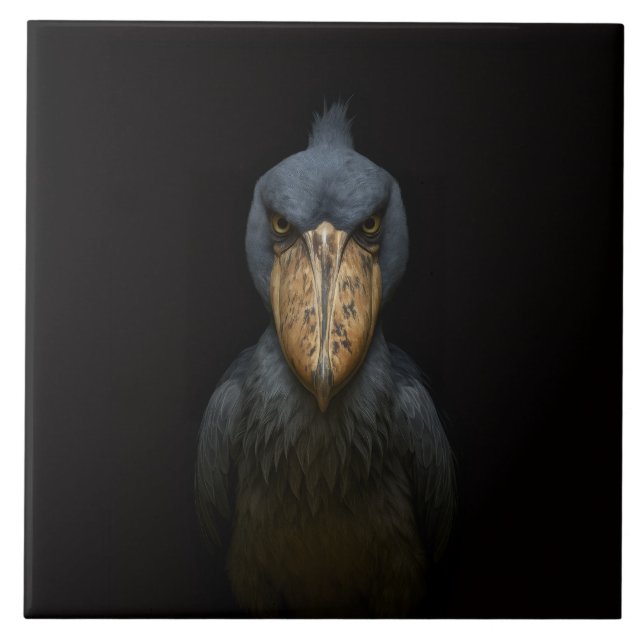 Black 4 Luxe Tile with Exotic Shoebill Bird (Front)