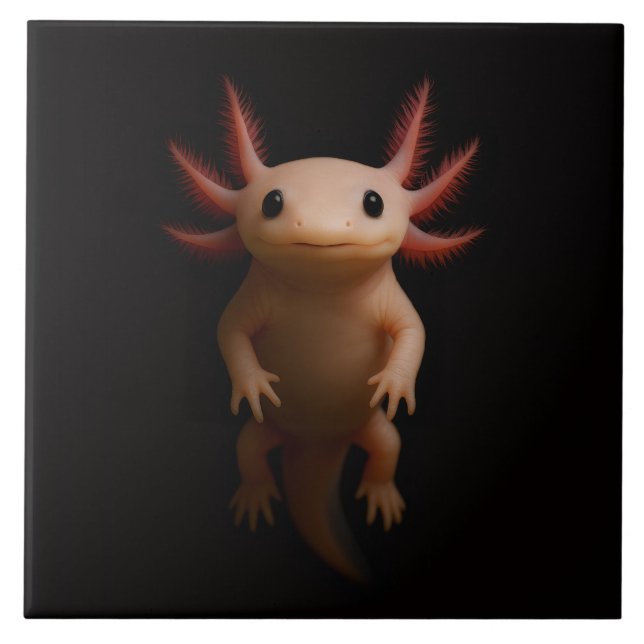Black 4 Luxe Tile with Mexican Axolotl (Front)