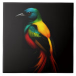 Black 4 Luxe Tile with Rainbow Tail Tropical Bird