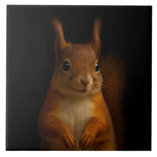 Black 4 Luxe Tile with Red Squirrel