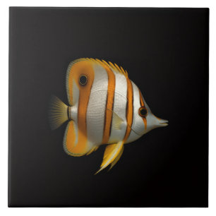 Black 4 Luxe Tile with Reef Butterflyfish