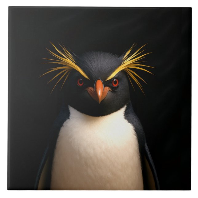 Black 4 Luxe Tile with Rockhopper Penguin (Front)