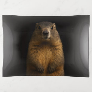 Black 4 Luxe trinket tray, Fluffy Marmot Tray