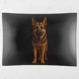 Black 4 Luxe trinket tray, German Shepherd Dog Tray