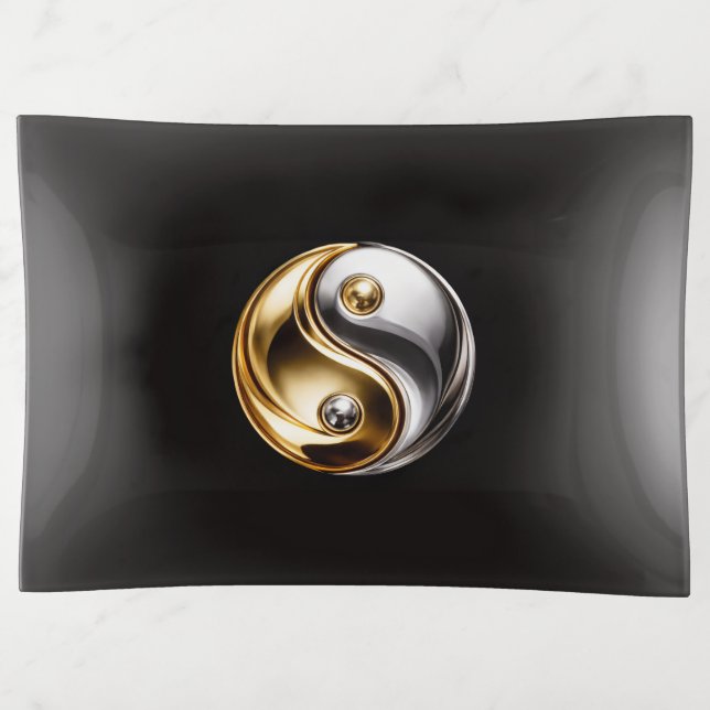 Black 4 Luxe trinket tray, Harmony Yin Yang Trinket Tray (Front)