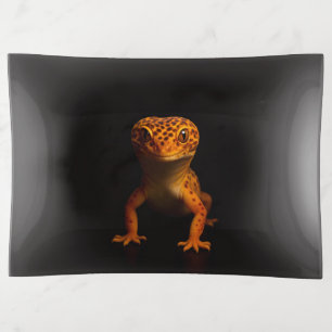 Black 4 Luxe trinket tray, Leopard Gecko Tray