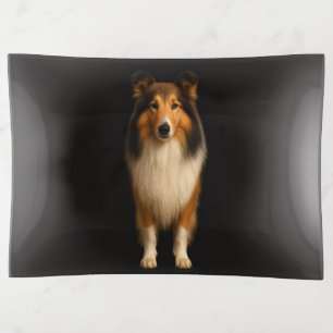 Black 4 Luxe trinket tray, Loyal Collie Dog Tray