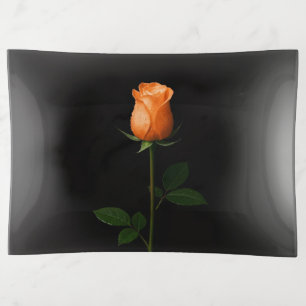 Black 4 Luxe trinket tray, Sunset Orange Rose Tray