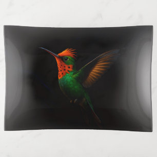 Black 4 Luxe trinket tray, Tufted Coquette Bird Tray