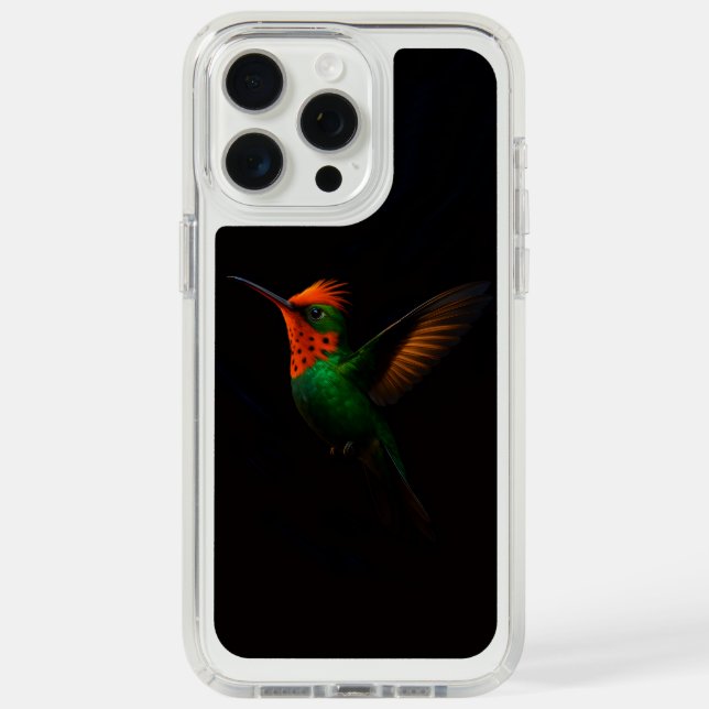 Black 4 Luxe, Tufted Coquette Hummingbird Speck iPhone Case (Front (White Titanium))