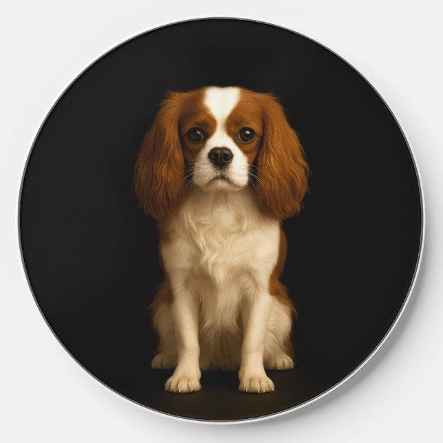 Black 4 Luxe wireless charger, Cavalier Spaniel (Front)