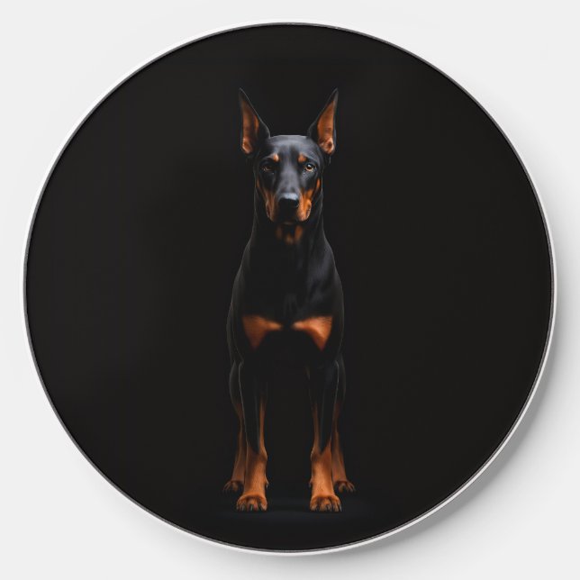 Black 4 Luxe wireless charger, Guardian Doberman (Front)