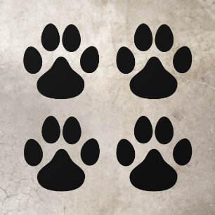 Black 4 Paw Prints Set Vinyl Floor Decals