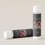 Black 50 and Fabulous Elegant 50th Birthday  Lip Balm<br><div class="desc">The words "50 and Fabulous" are elegantly showcased using trendy typography.
Feel free to adjust the colors easily through the edit menu to match your preferred scheme.
Celebrate your fiftieth birthday in style with this personalized design.</div>