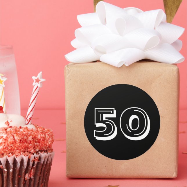 Black 50th Birthday - 50 Years Bday Stickers (Party)