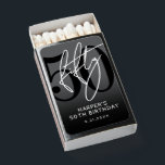 Black 50th Birthday Party Matchboxes<br><div class="desc">Modern Black and White 50th Birthday Matchbox. Celebrate fifty years in style with this bold and contemporary matchbox design featuring a large black “50” with a handwritten script-style white “Fifty” layered over it, positioned at the top for a striking, minimalist look. The bottom area has space to personalize with the...</div>