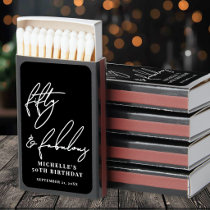 Black 50th Birthday Party Matchboxes